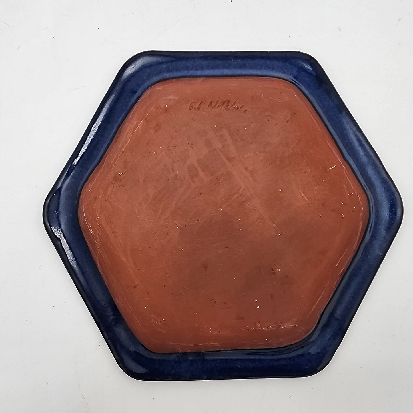 Bob Nuthouse Blue Pottery Hexagon Bowl