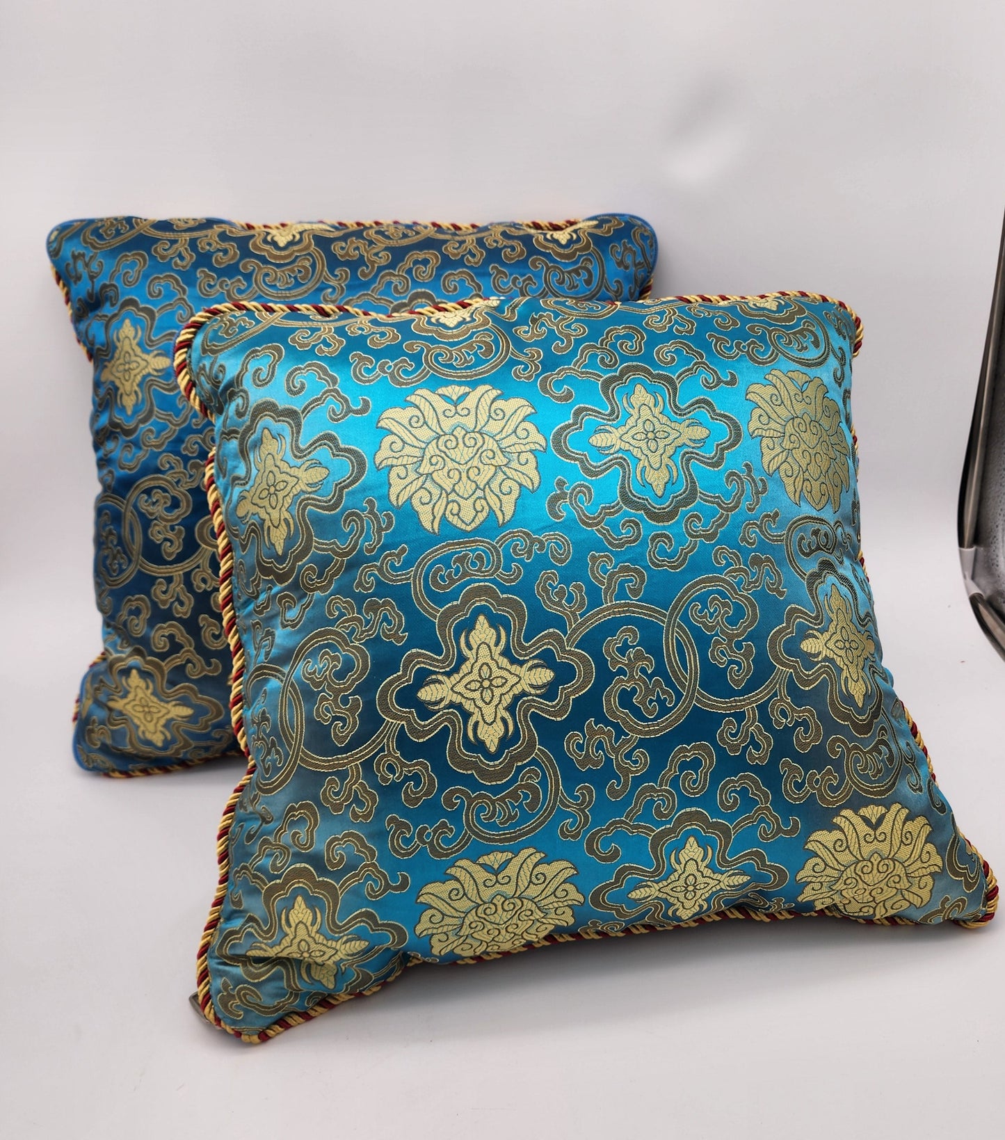 Pair of Asian Silk Brocade Pillows