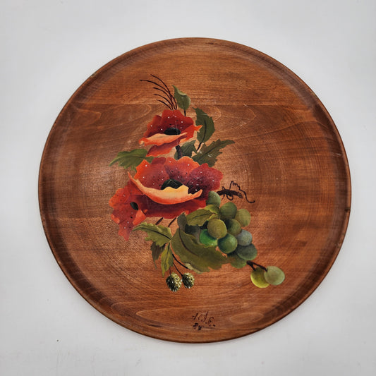 Vintage Hand Painted Wood Toleware Platter