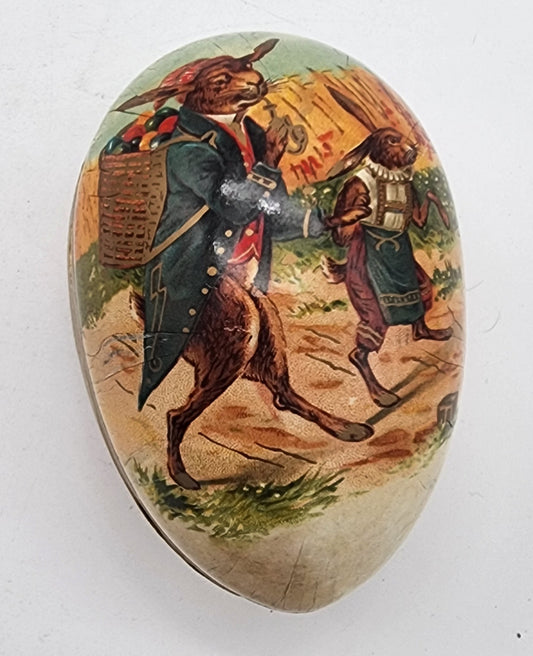 German Paper Mache Easter Egg Erzgebirge Rabbits