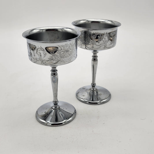 Chrome Wine Glasses or Candle Holders