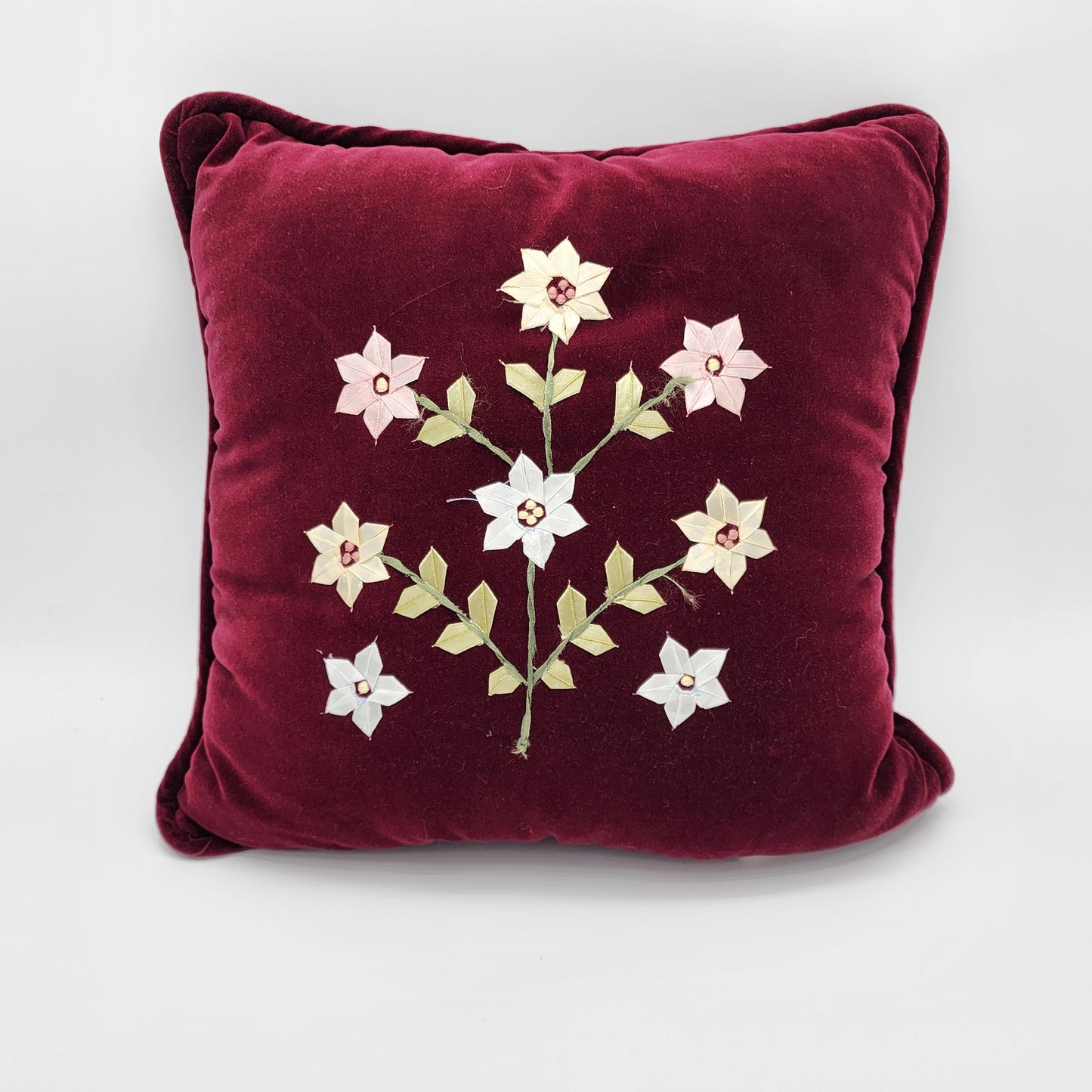 Vintage Velvet PIllows with Ribbon Applique