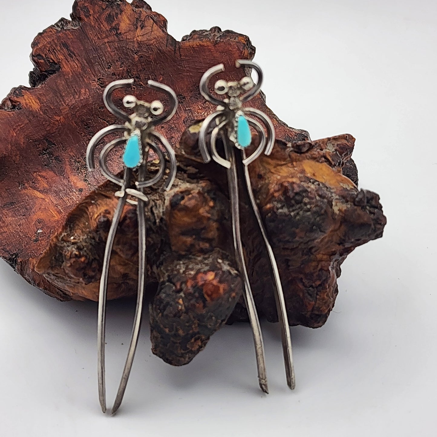 Pair of Vintage Sterling Hair Pins with Turquoise