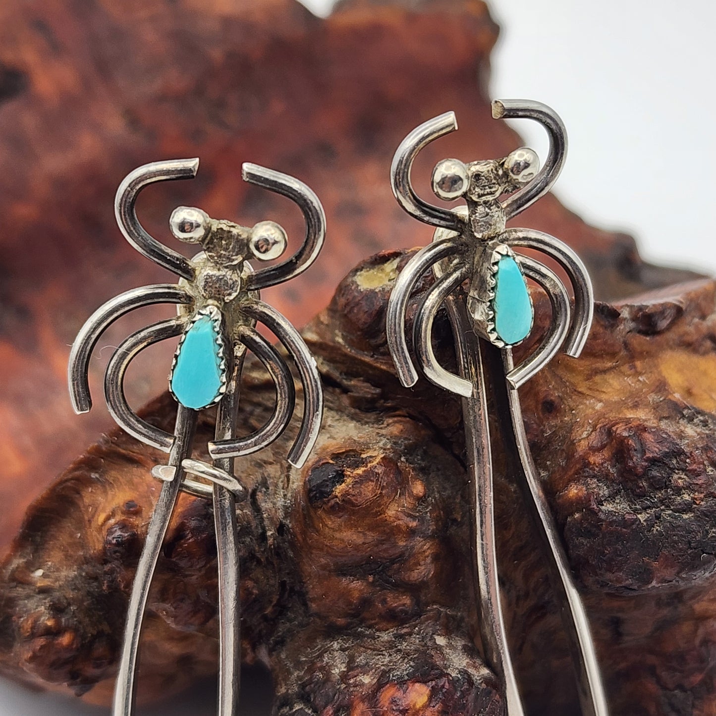 Pair of Vintage Sterling Hair Pins with Turquoise