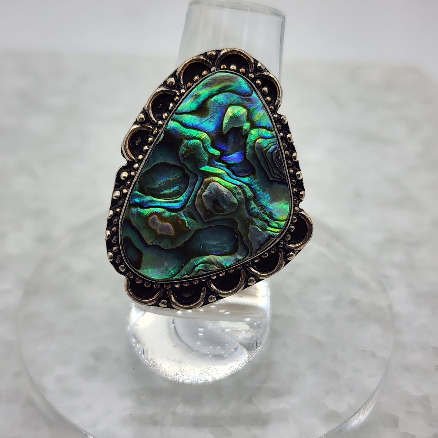 Vintage 925 Sterling Silver Abalone Ring Size 6.5