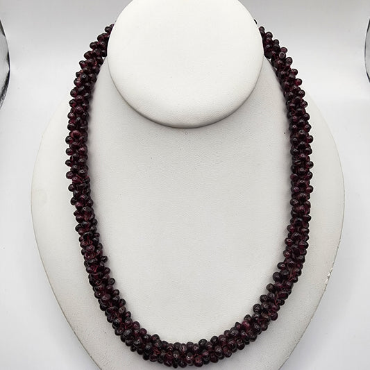 Vintage Woven Garnet Necklace 26"