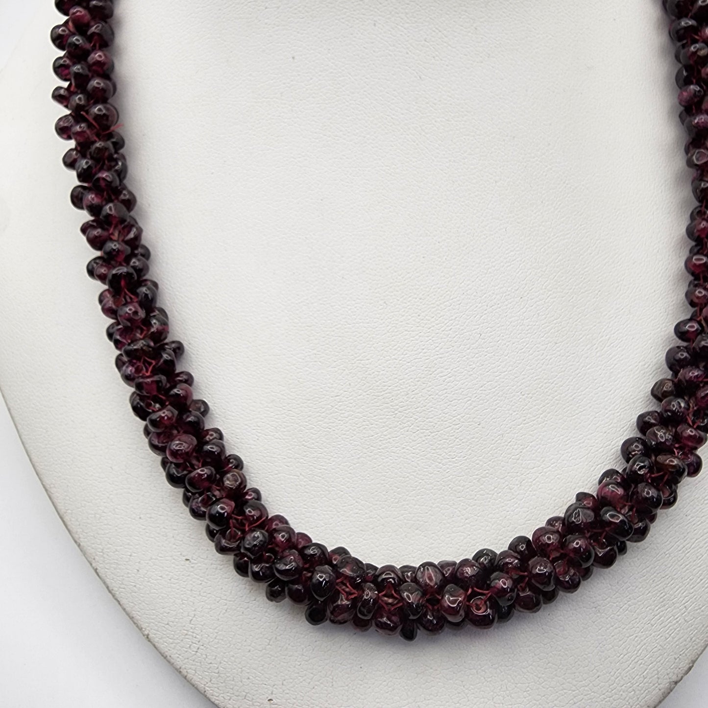 Vintage Woven Garnet Necklace 26"
