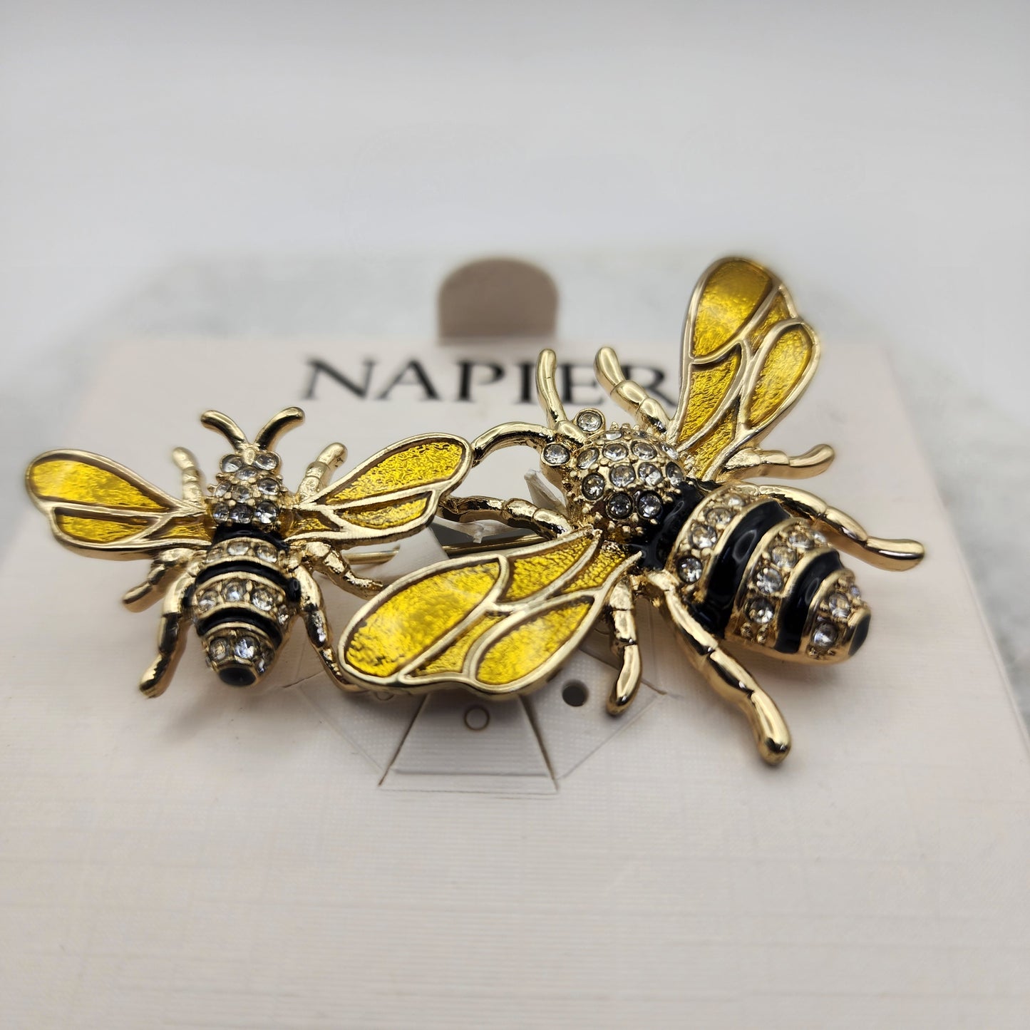 Napier Rhinestone Bees Brooch
