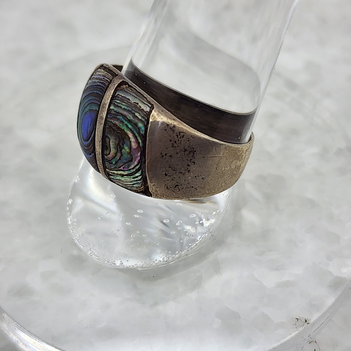 Vintage 1960's 925 Silver Abalone Band Ring