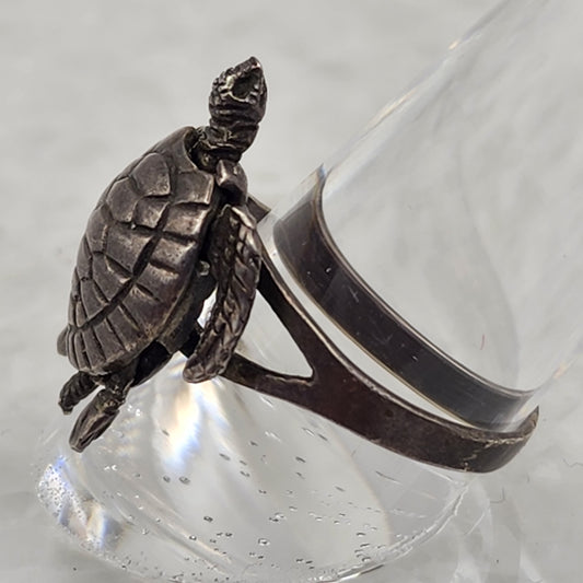 Sterling Articulated Sea Turtle Ring Size 7.5