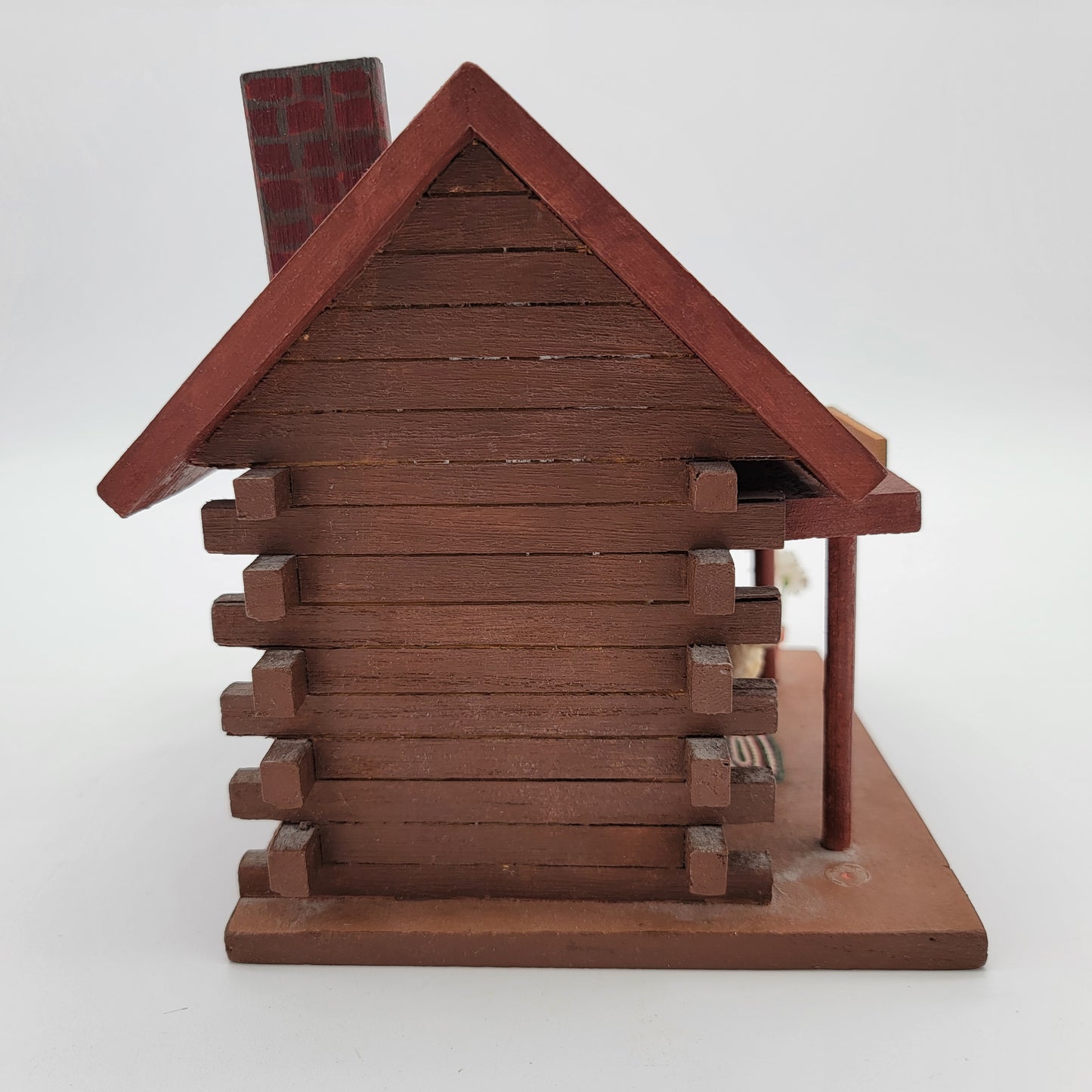 Log Cabin Birdhouse with St Bernard