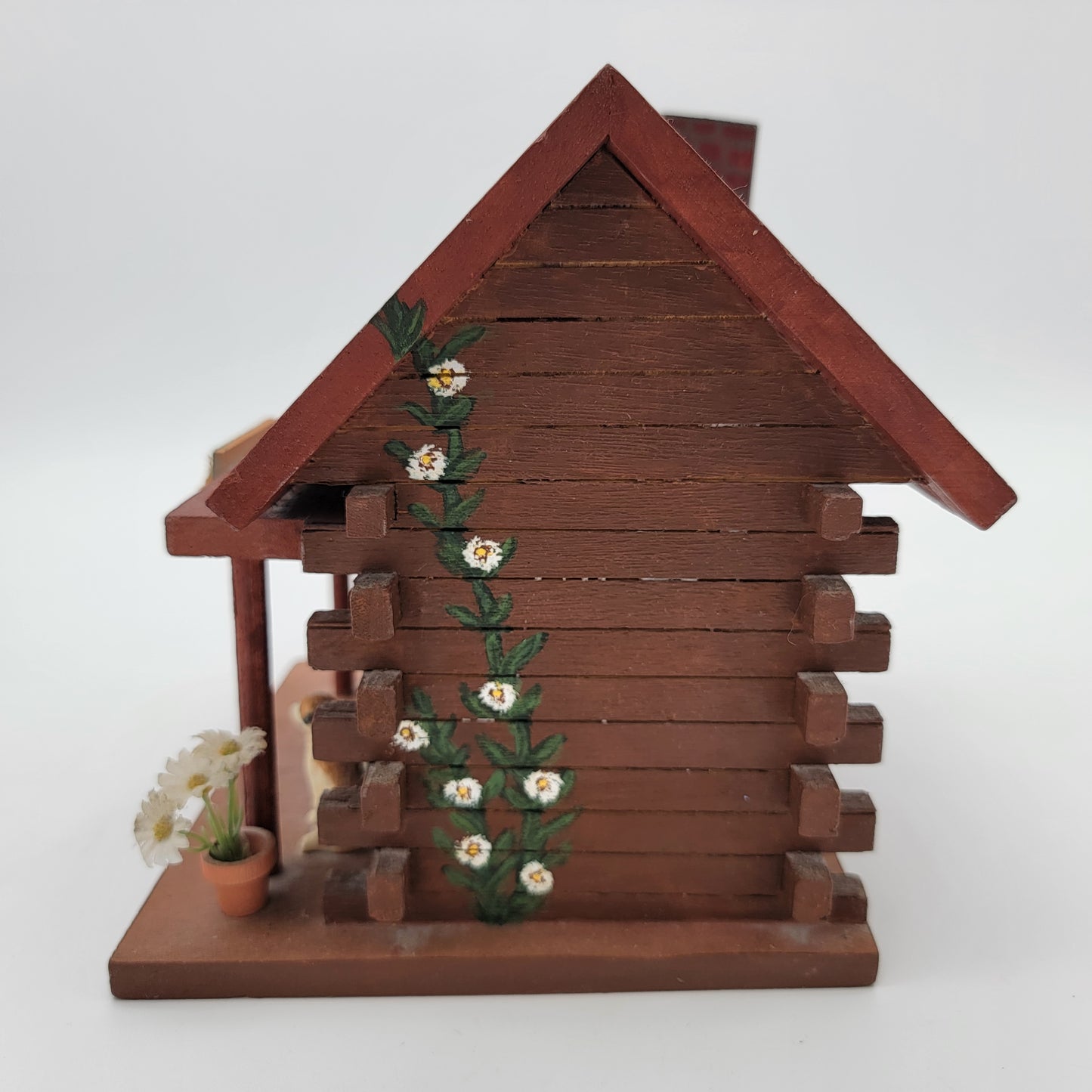 Log Cabin Birdhouse with St Bernard