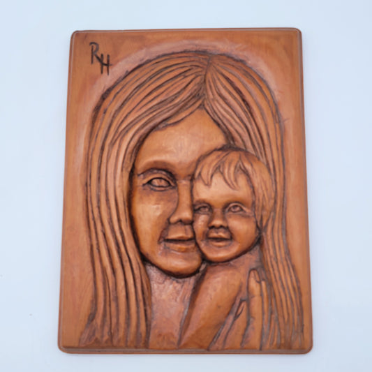 Mid Century Teak Wood Carved Wall Hanging