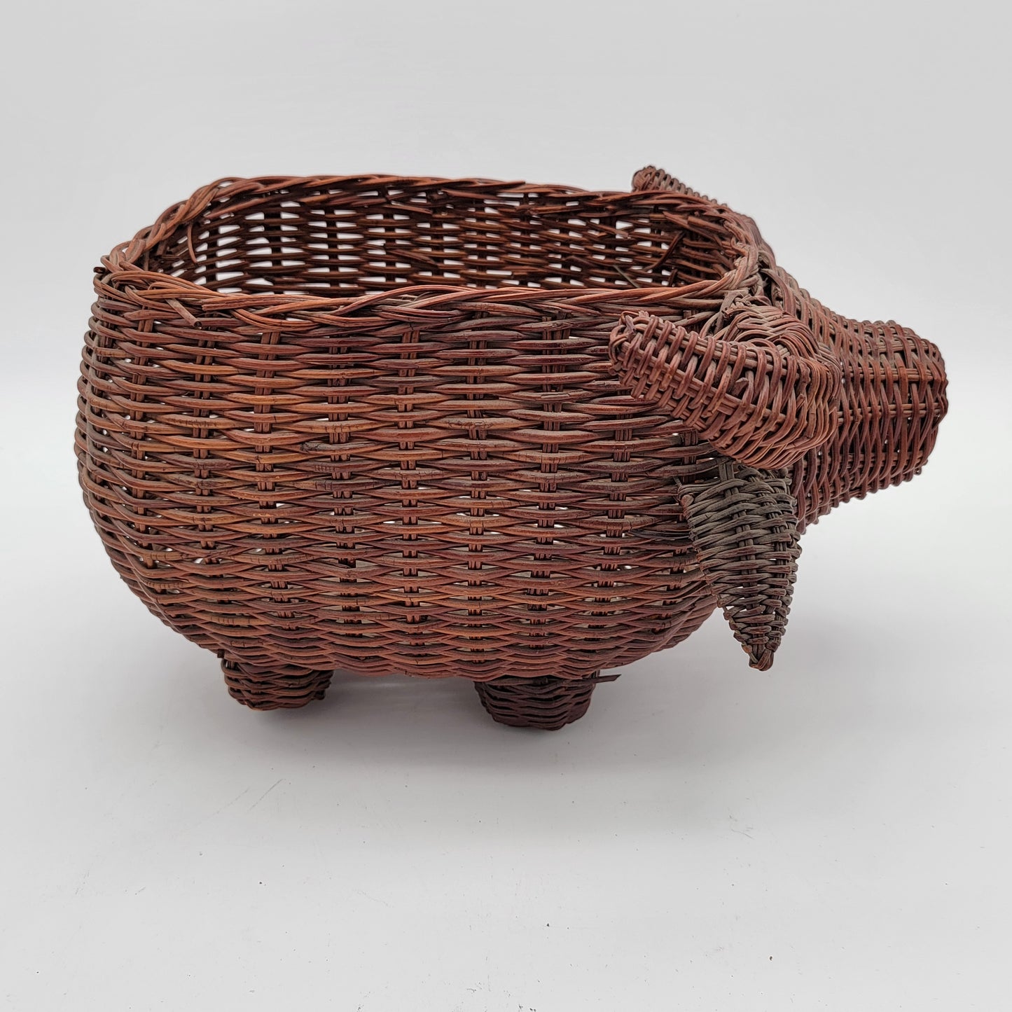 Vintage Rattan Bull Water Buffalo Basket