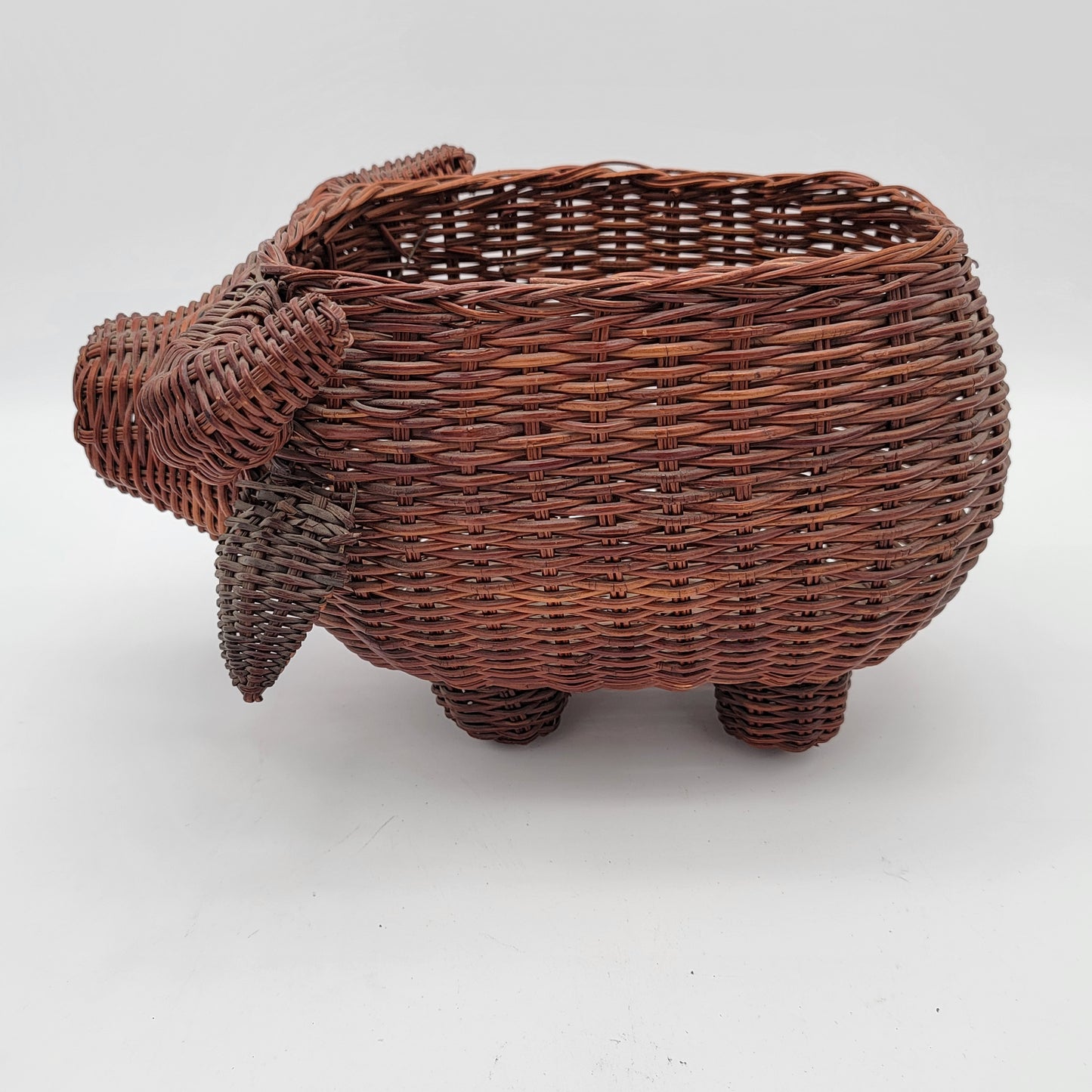 Vintage Rattan Bull Water Buffalo Basket