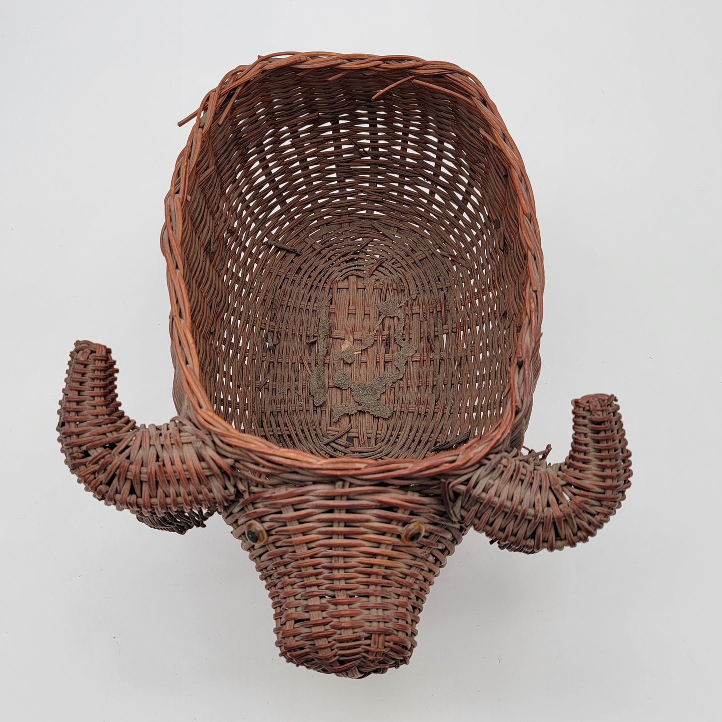 Vintage Rattan Bull Water Buffalo Basket