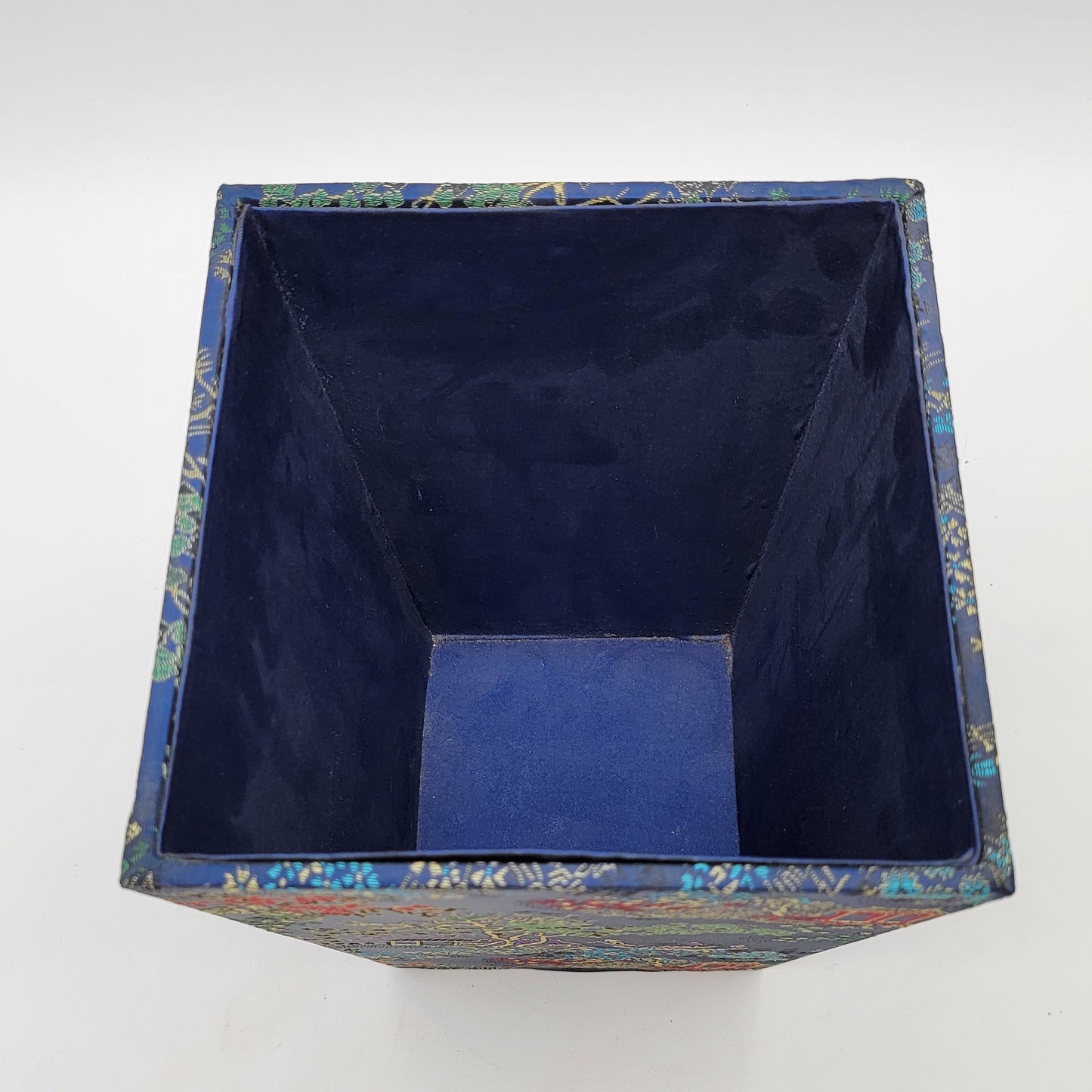 Chinoiserie Blue Silk Waste Bin