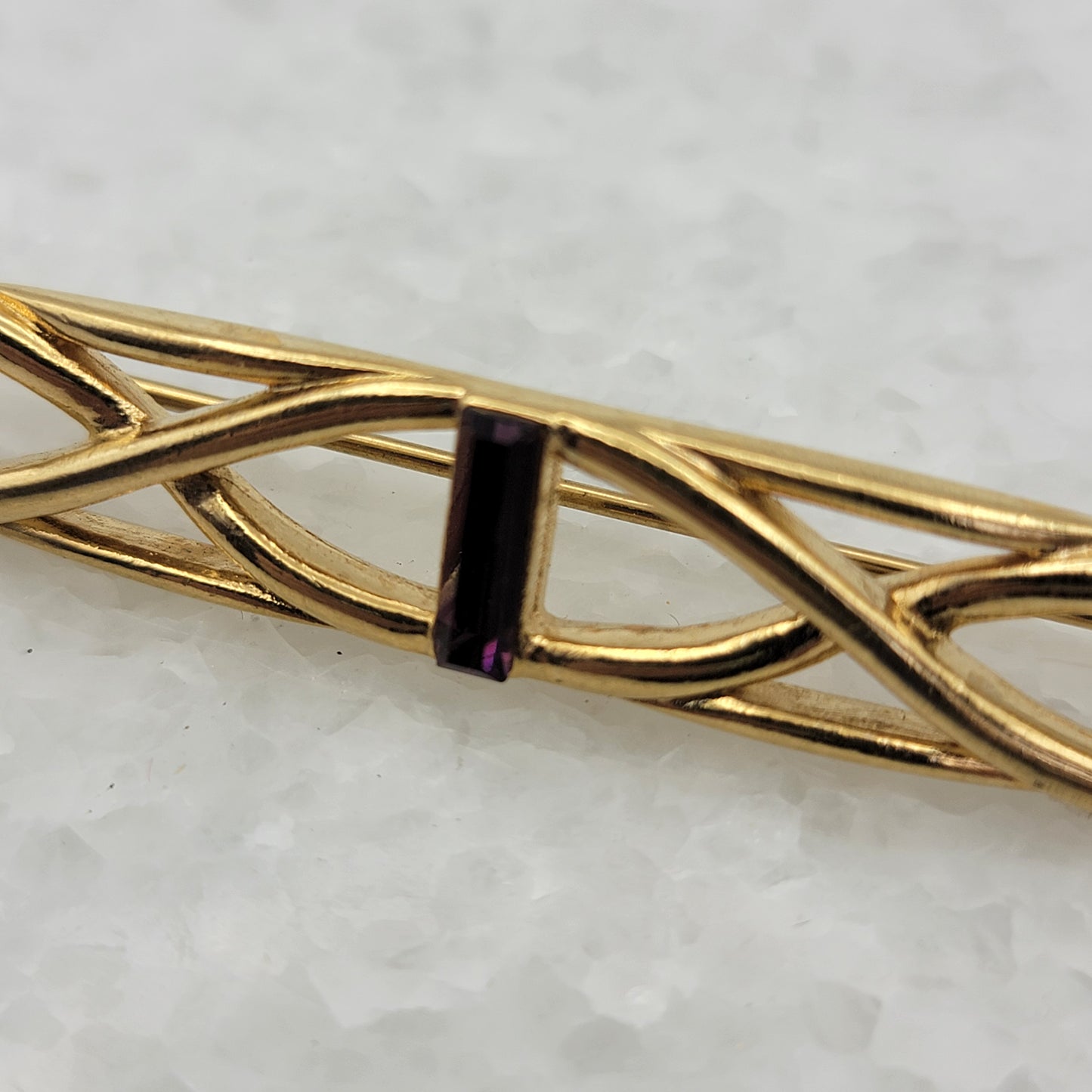 Monet Purple Baguette Braided Open Bar Brooch,