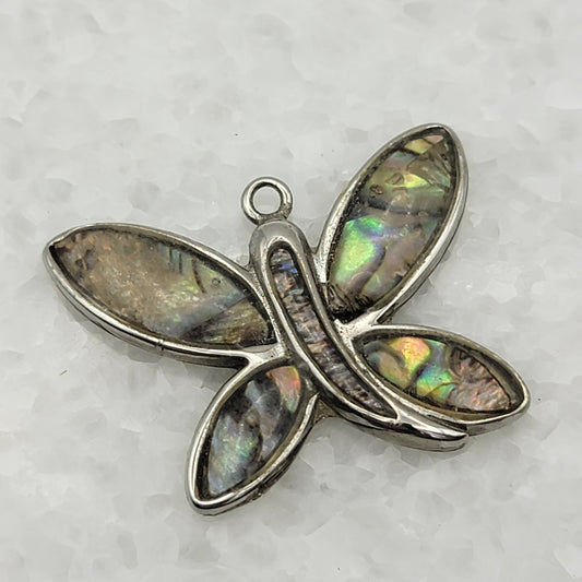 Vintage Abalone Butterfly Pendant