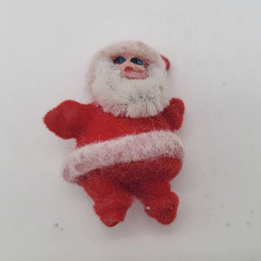 Vintage Flocked Miniature Ornament Santa