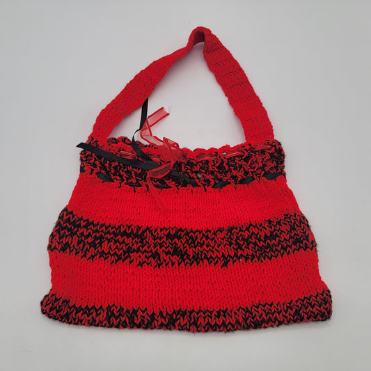 Red and Black Knit Purse