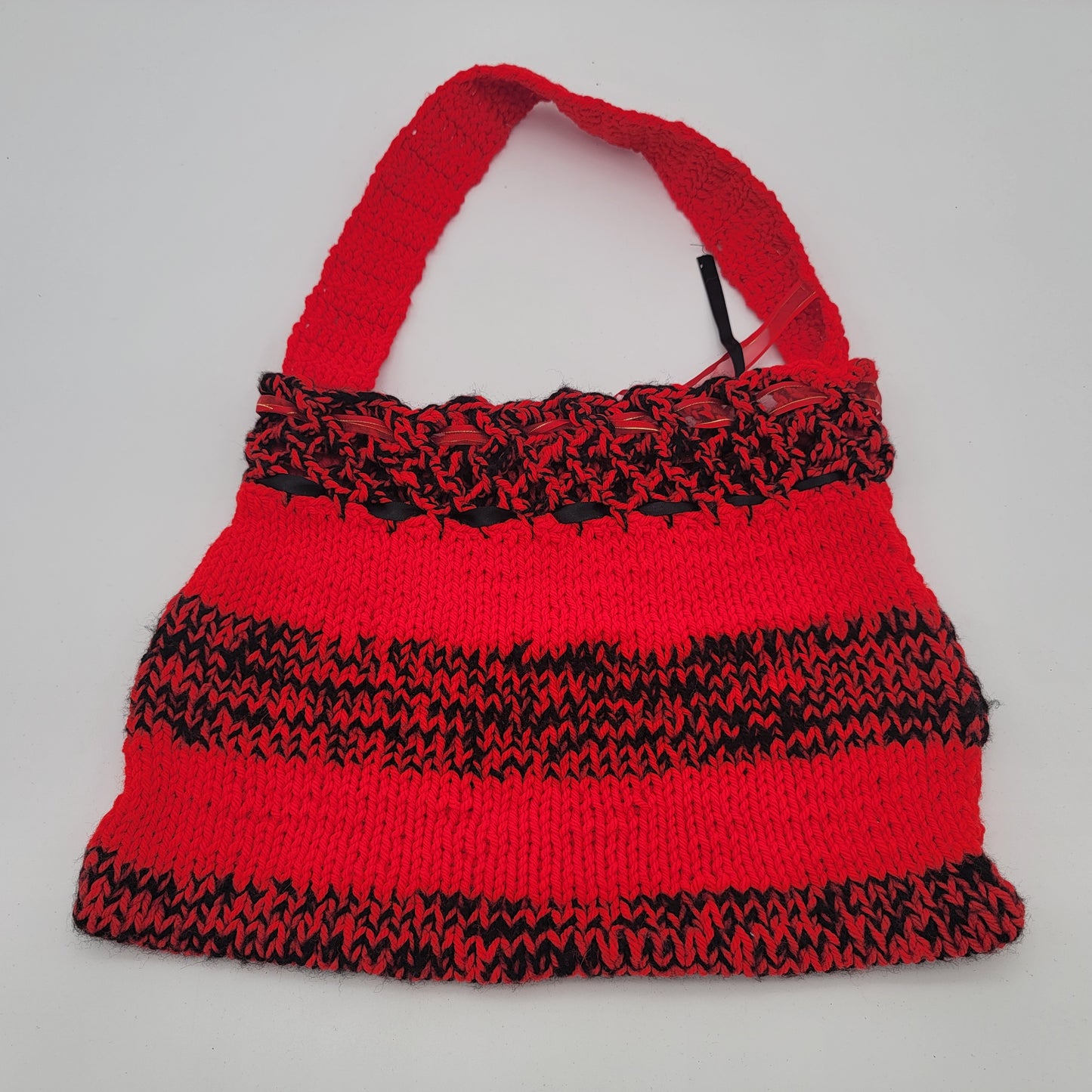 Red and Black Knit Purse