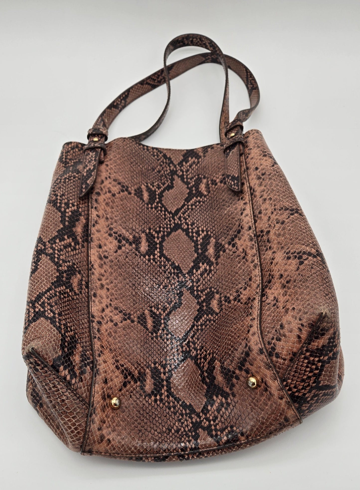 Ann Taylor Snake Print Leather Tote Bag