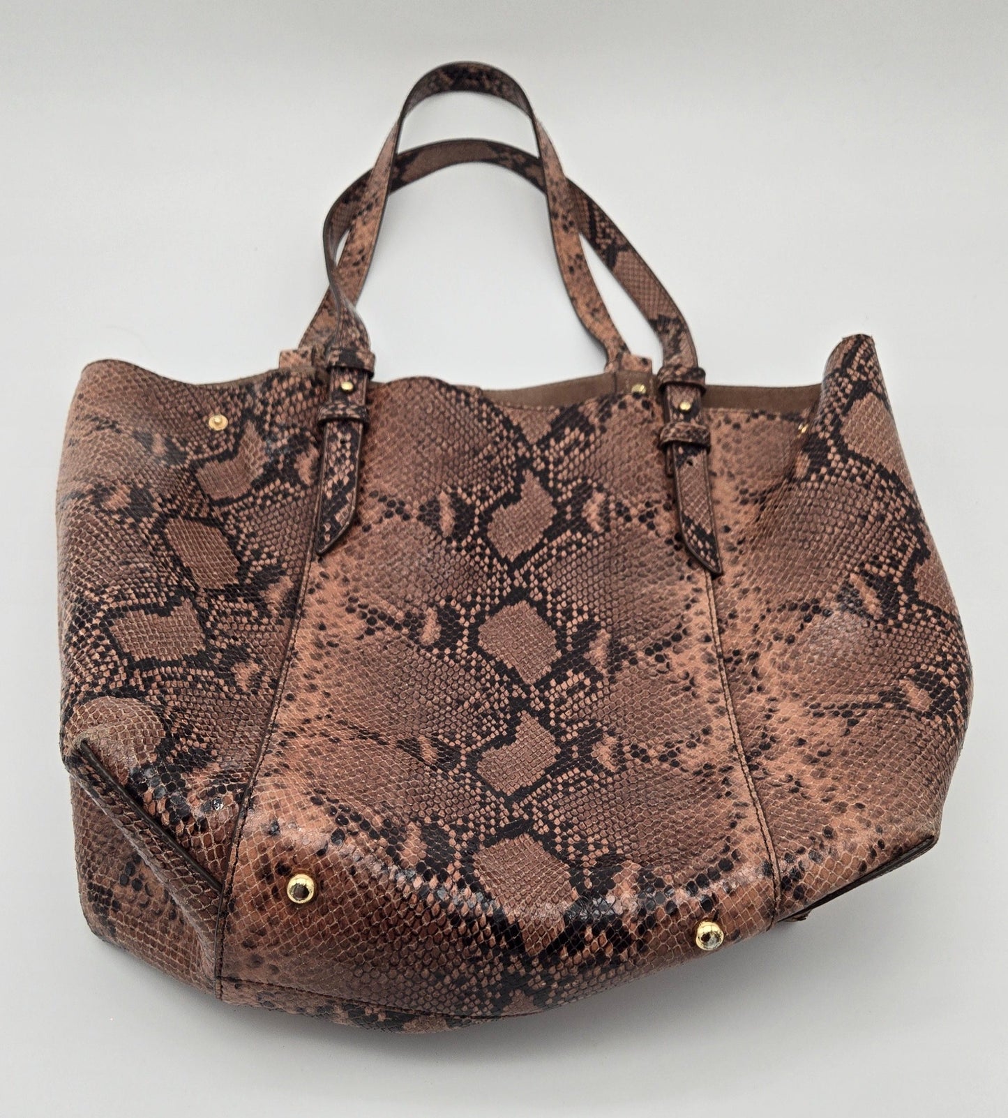 Ann Taylor Snake Print Leather Tote Bag