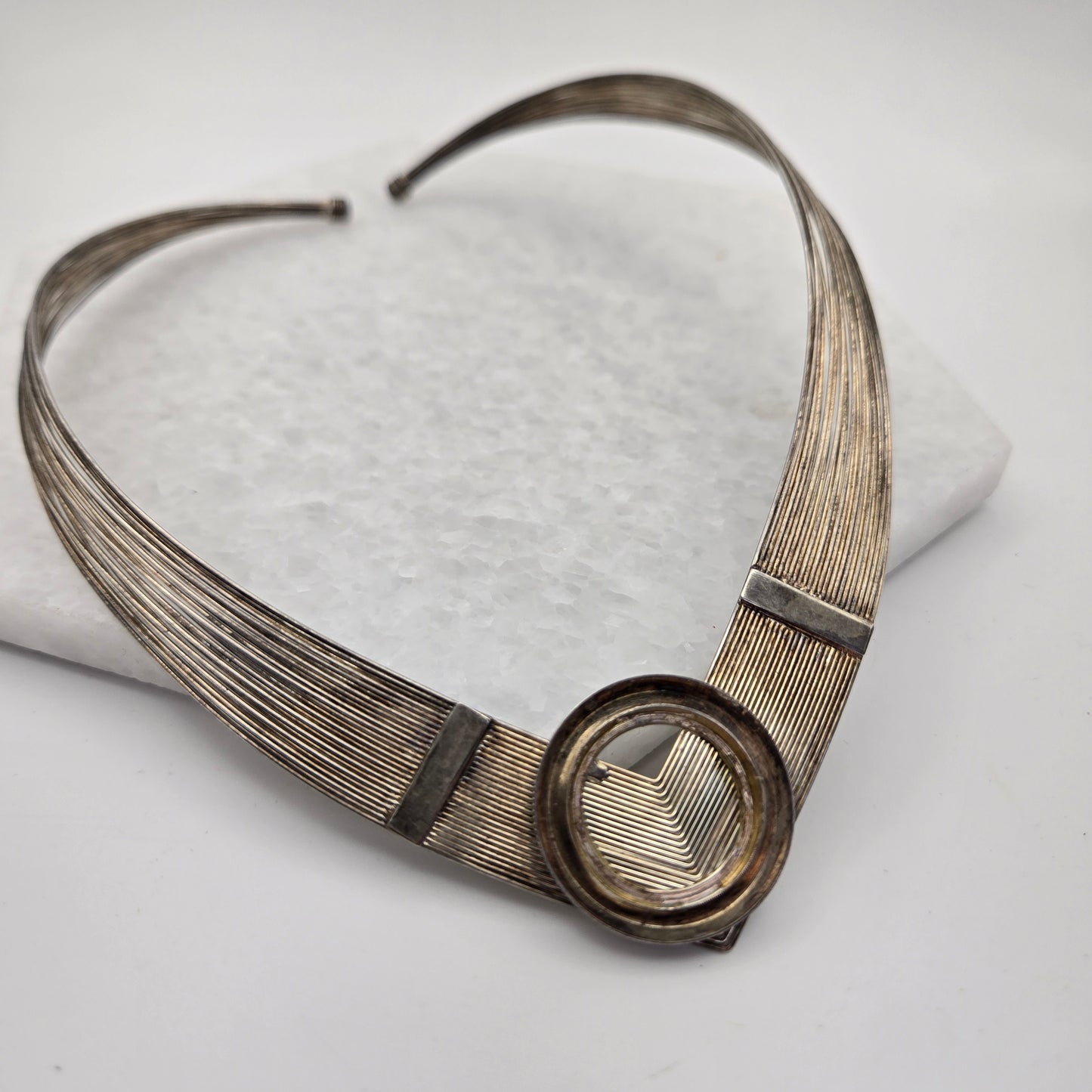 Modernist Silver Wire Collar Necklace