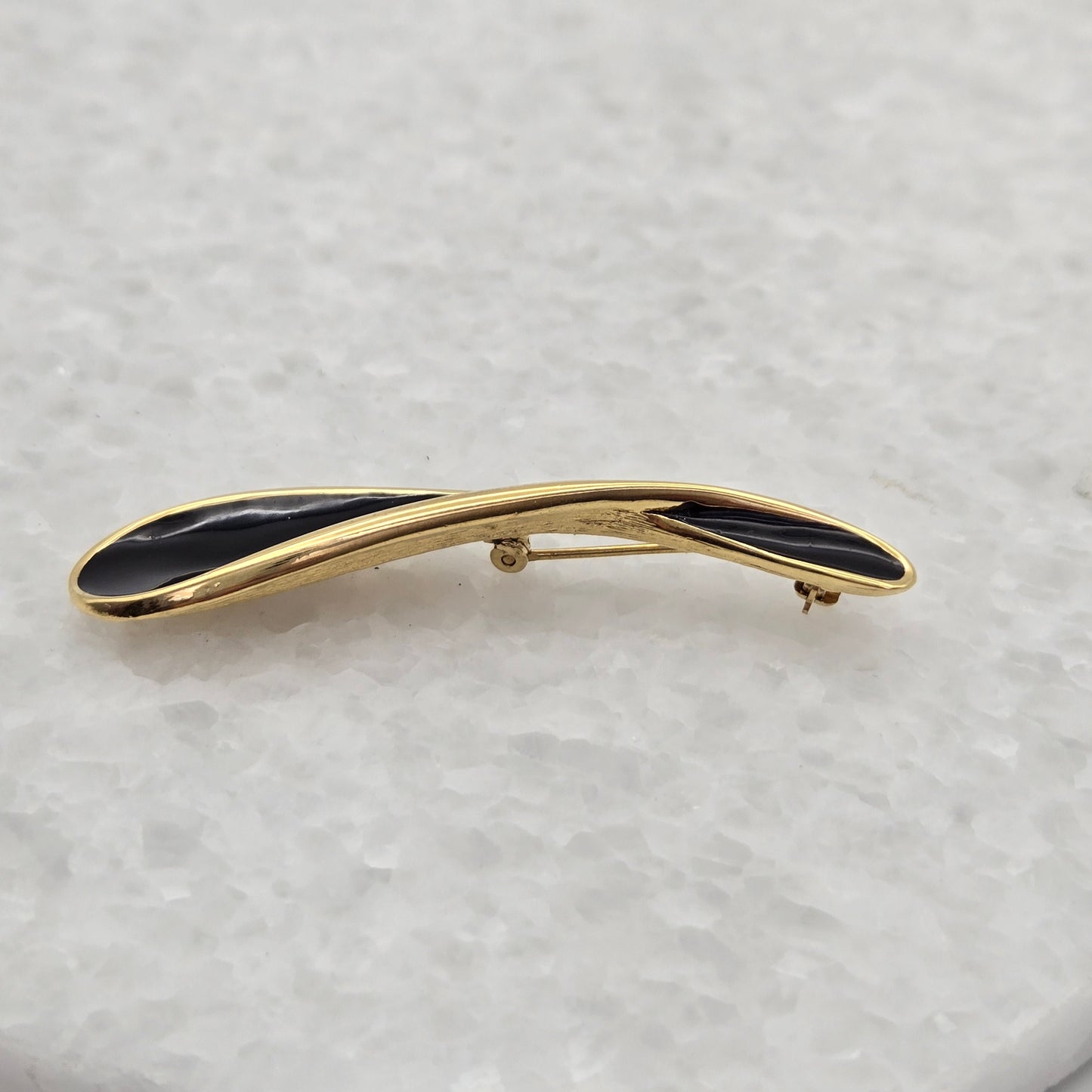 Vintage Monet Black Enameled Pin