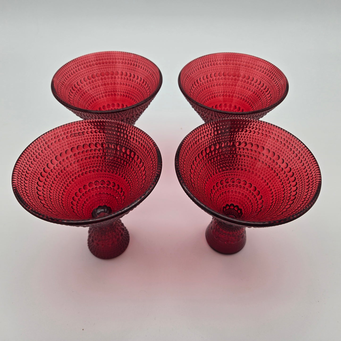 Set of 4 Red Jupiter Beaded Martini Glasses