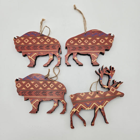 Set of 4 Southwest Style Christmas Ornaments