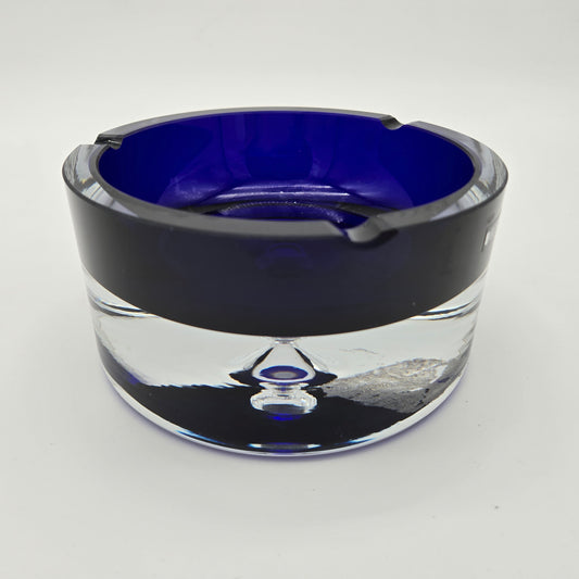 Krosnos Cobalt Blue Clear Glass Ashtray