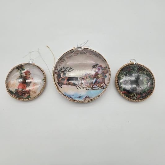 3 Vintage  Globe Ornaments