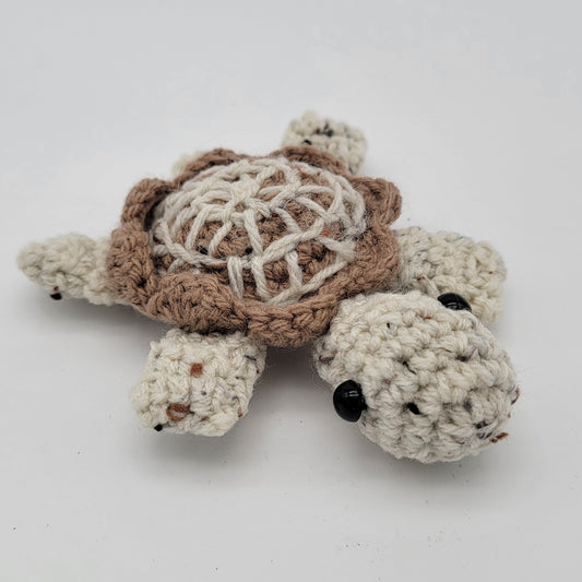 Hand Crocheted Turtle Speckled Brown