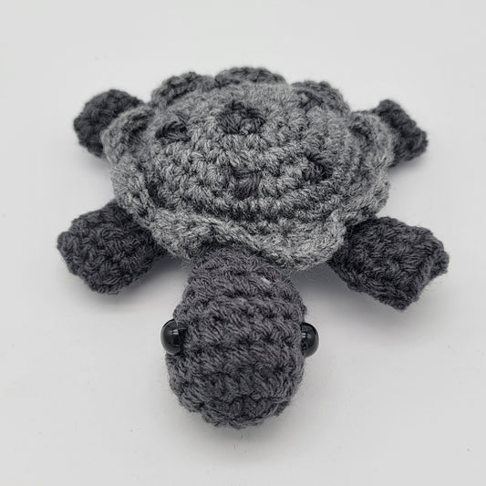 Hand Crocheted Turtle Grey on Grey