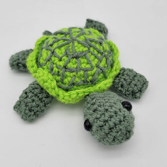 Hand Crocheted Turtle Bright Green