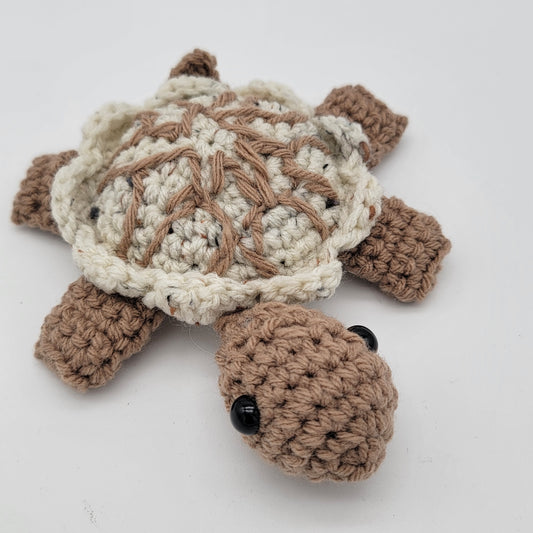 Hand Crocheted Turtle Tan and Brown