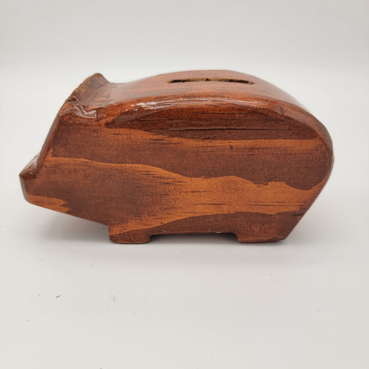 Handmade Wood Piggy Bank 7"