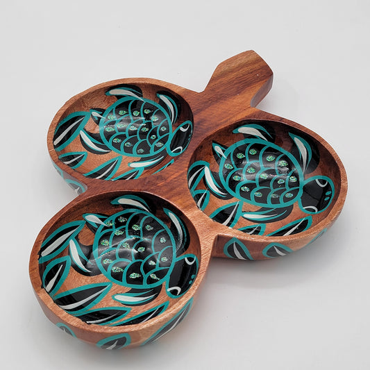 Lacquer Wood Sectioned Sea Turtle Dish