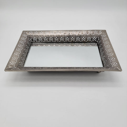 Punched Tin Mirrored Tray