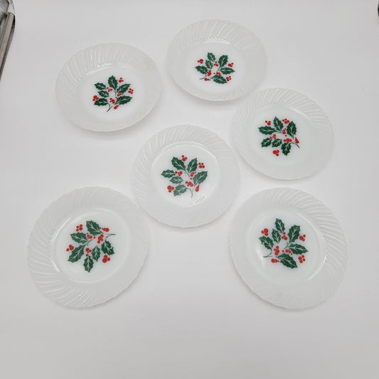 Termocrisa Milk Glass Holly Dishes