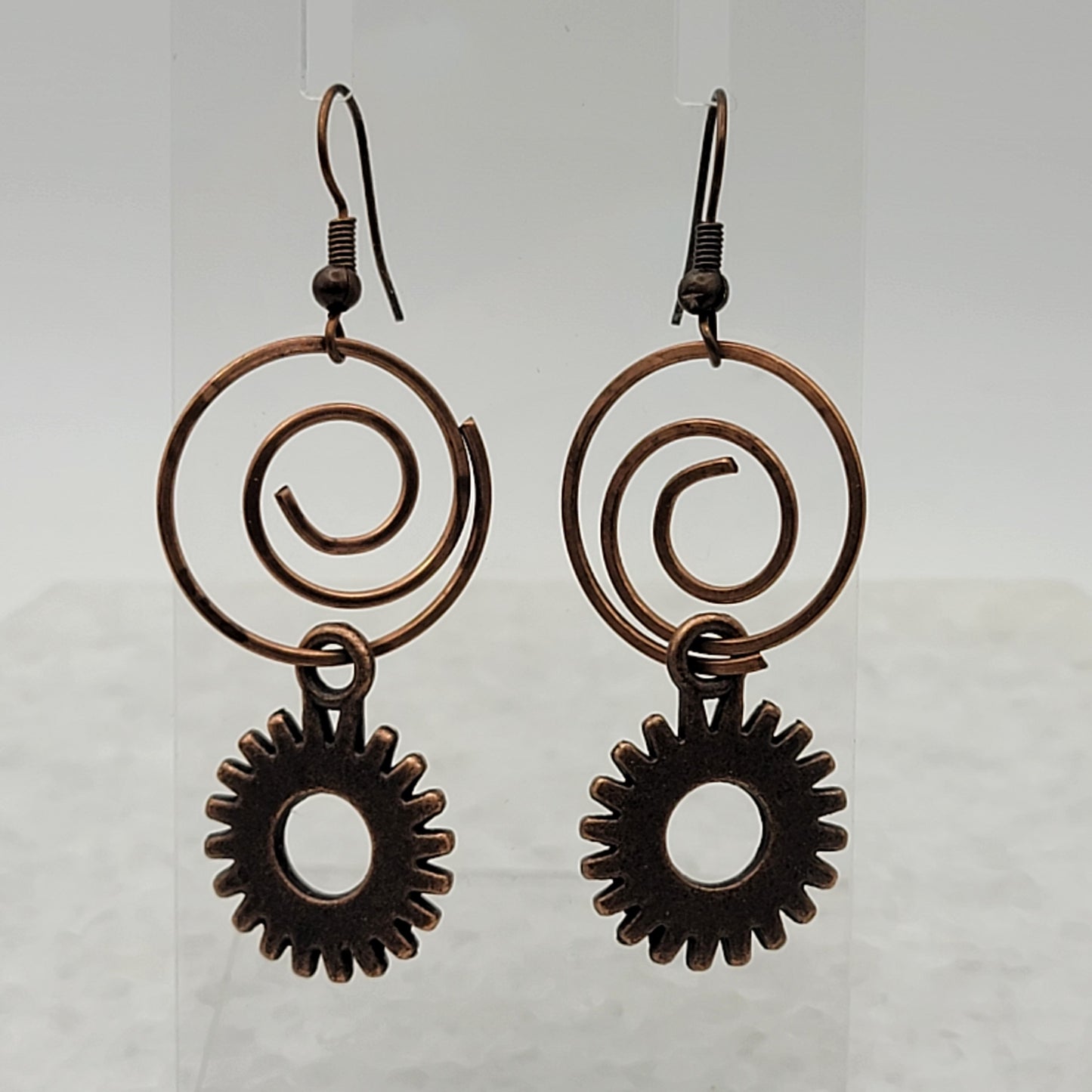 Steampunk Swirl Gear Earrings