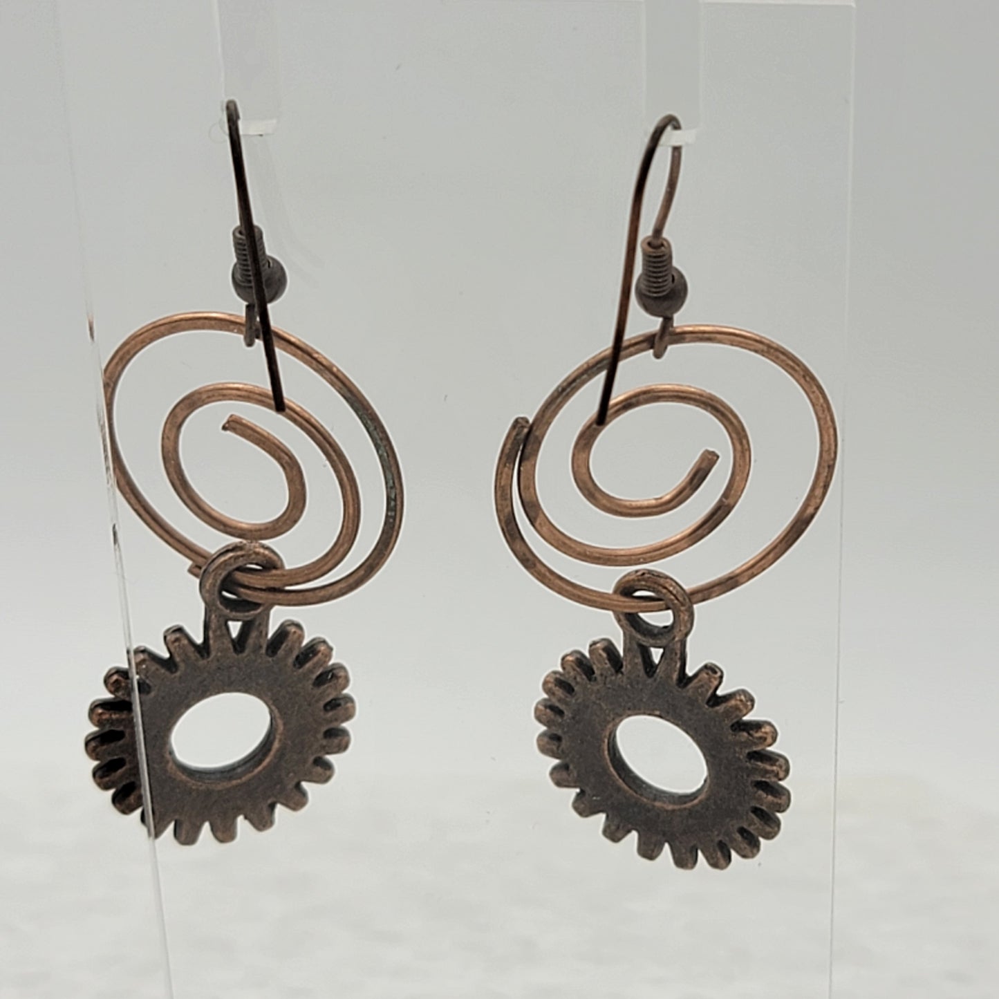 Steampunk Swirl Gear Earrings