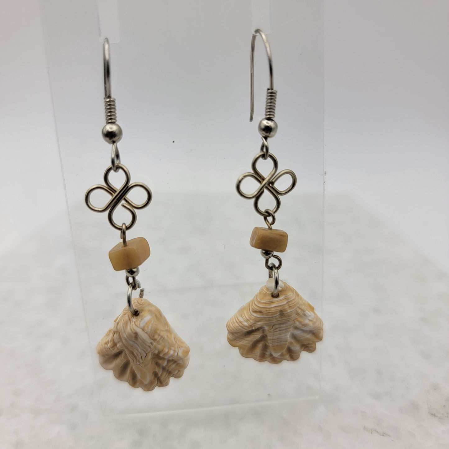 Carved Shell Dangle Earrings