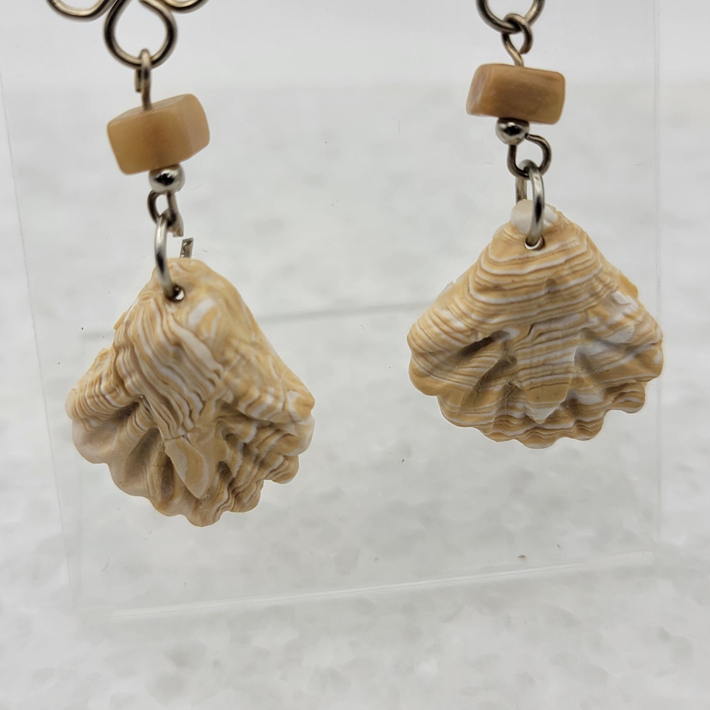 Carved Shell Dangle Earrings