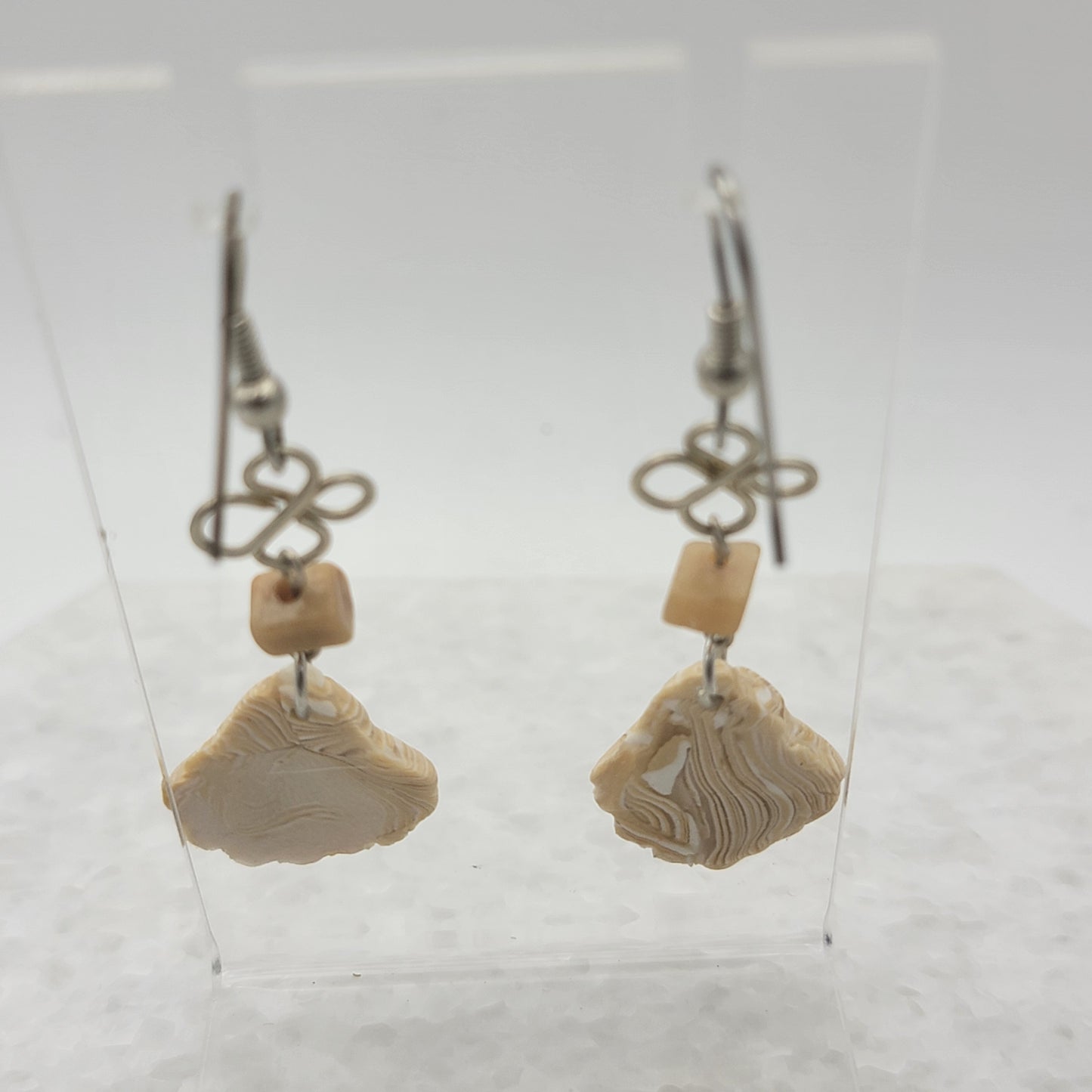 Carved Shell Dangle Earrings