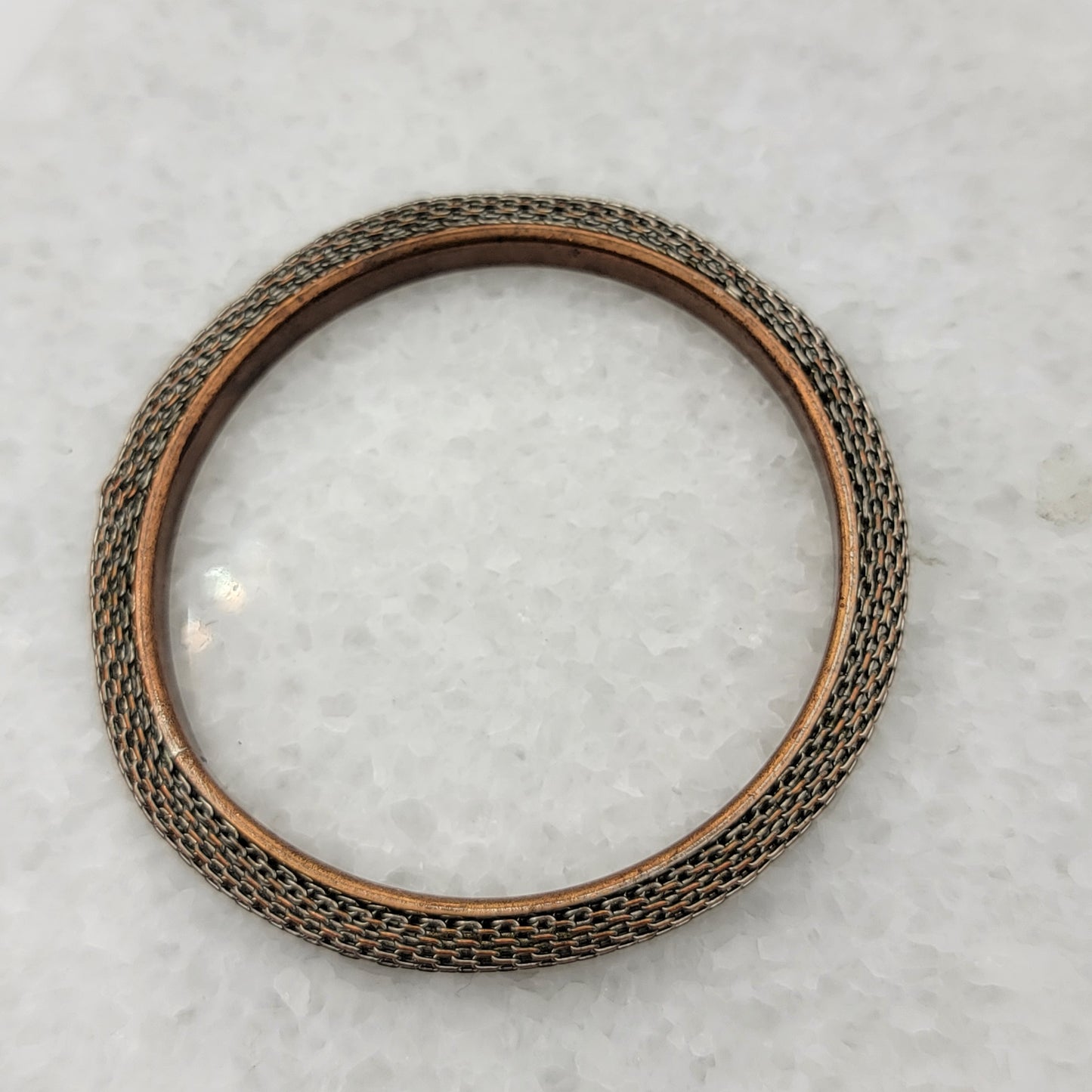 Silver Mesh on Copper Bangle Bracelet