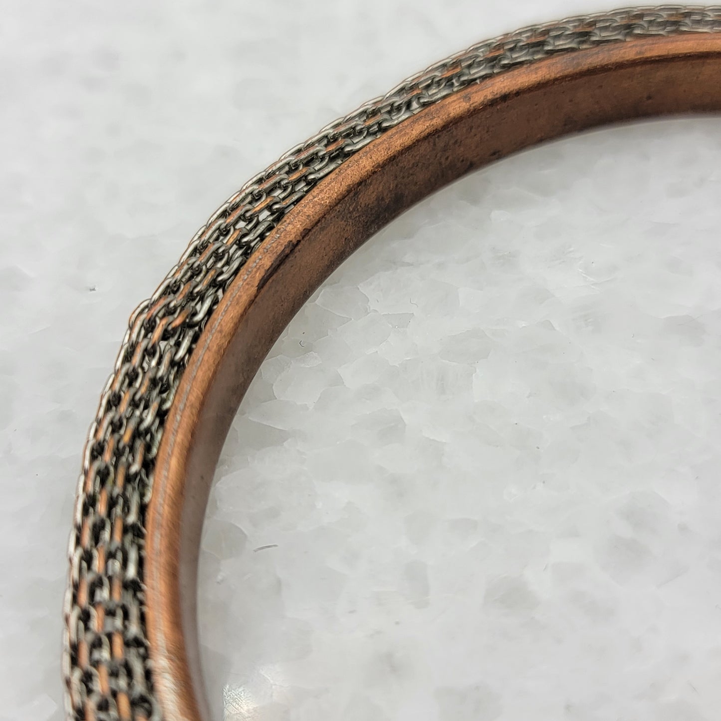 Silver Mesh on Copper Bangle Bracelet