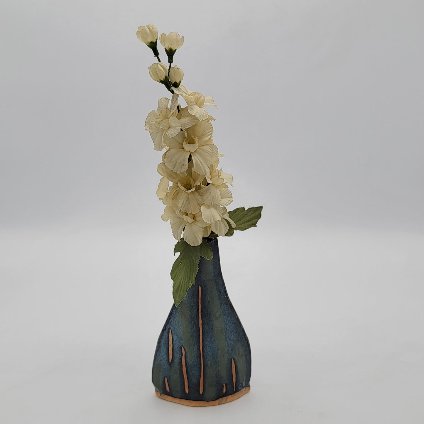 Signed Art Pottery Vase with Flowers